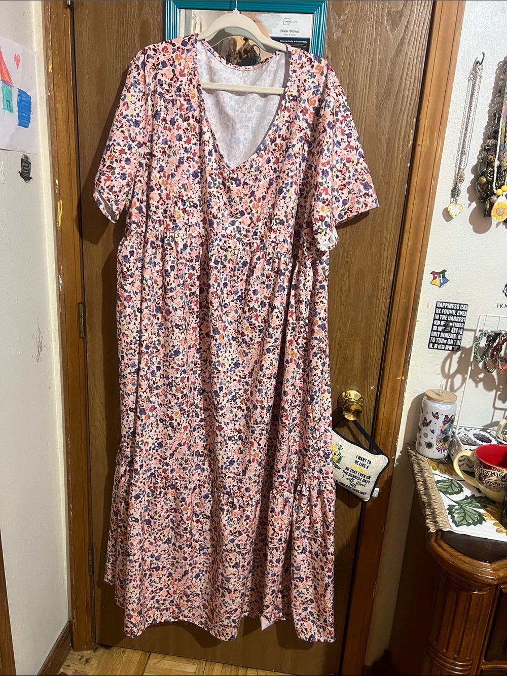 SHEIN Curve Pink Floral Maxi Dress